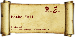 Metke Emil névjegykártya